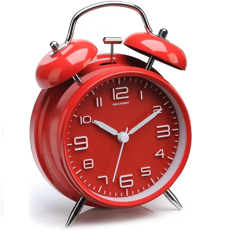 Réveil Vintage Double Cloche – Horloge Classique Silencieuse avec Rétroéclairage