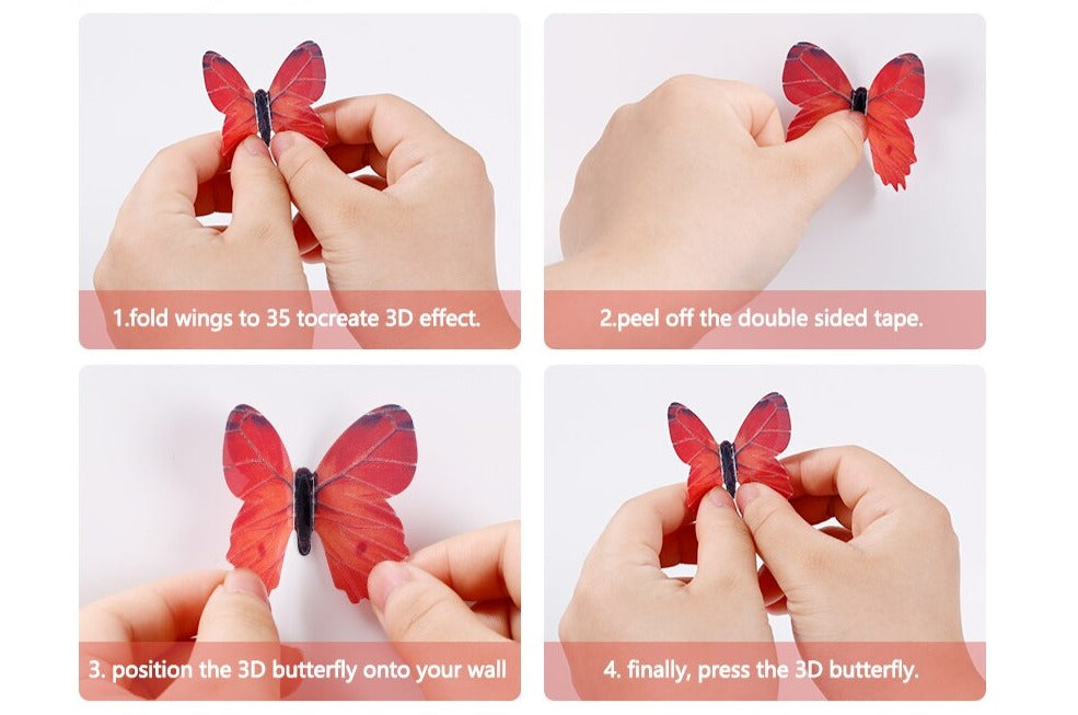 12/24pcs Papillon 3D Fluorescent