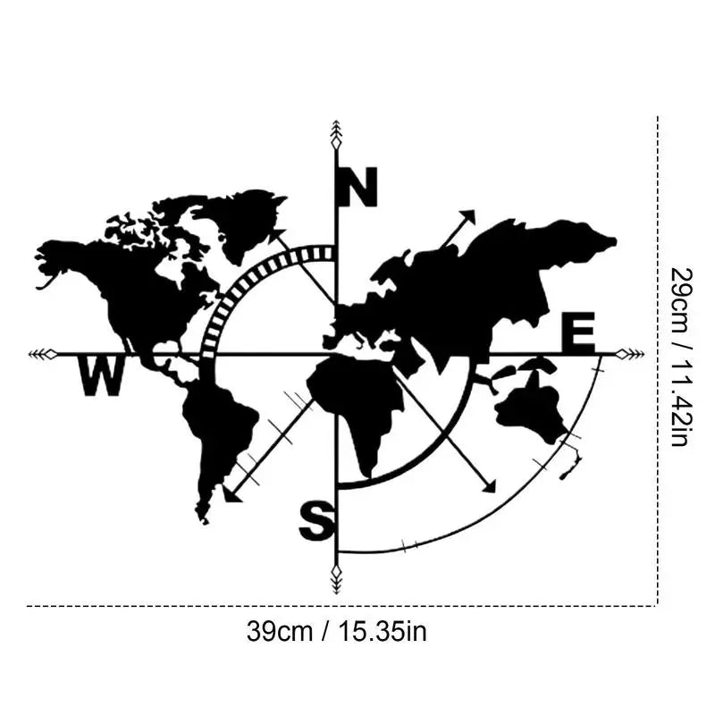 Compas Carte du Monde en Métal