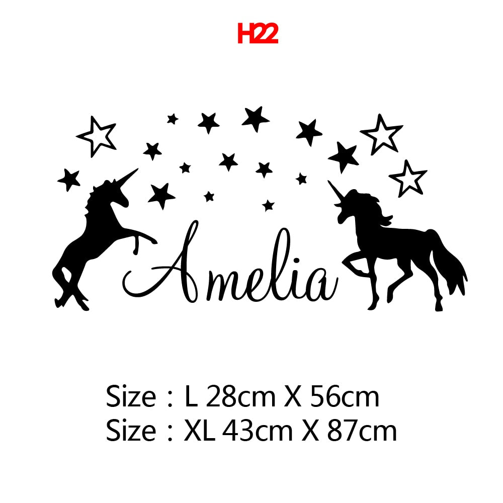 Adhesivo de pared de unicornio personalizable IV