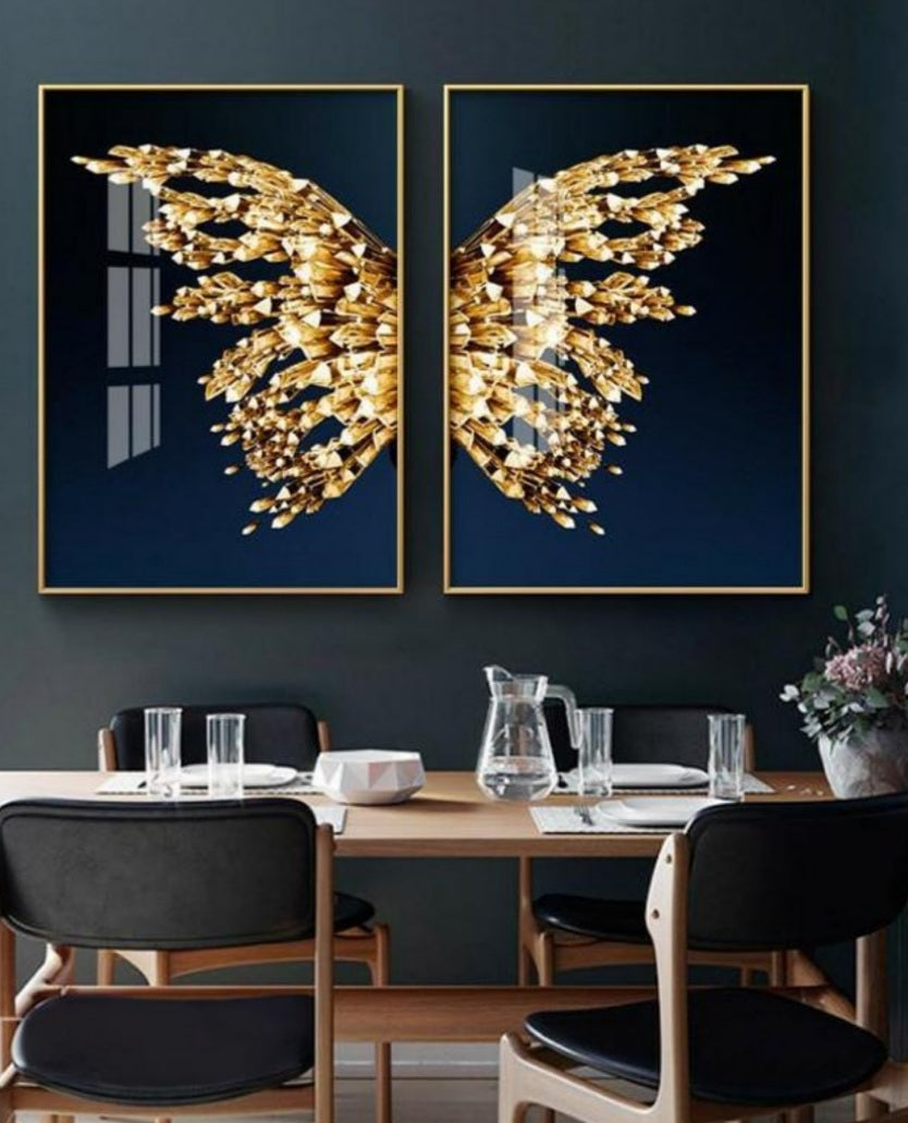 Art mural Papillon Dorée (2 canvas)