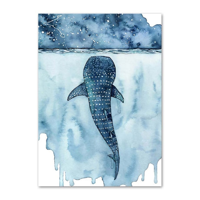 Art mural Canvas Baleine bleu