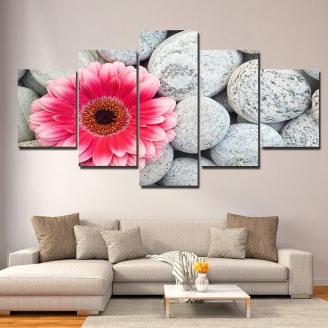 Canvas Arbres et fleurs (5 pièces) Sans Cadre