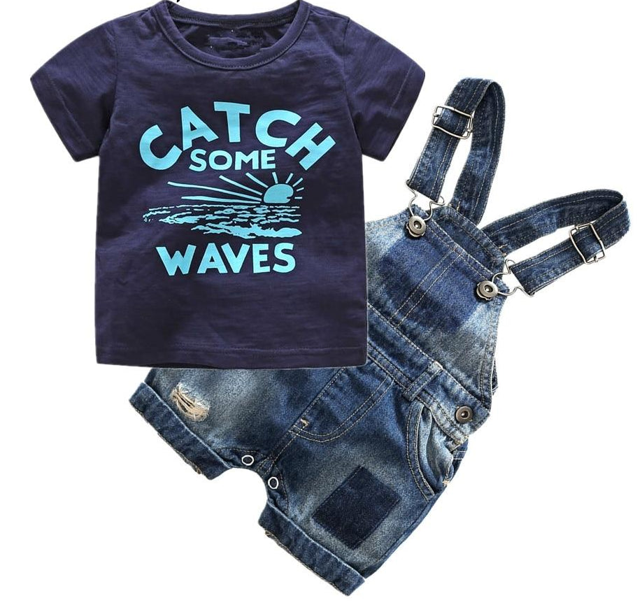 Conjunto de mono y camiseta de 3m a 24m