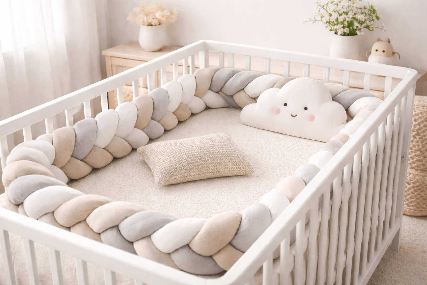 Contour de lit tressé doux et décoratif