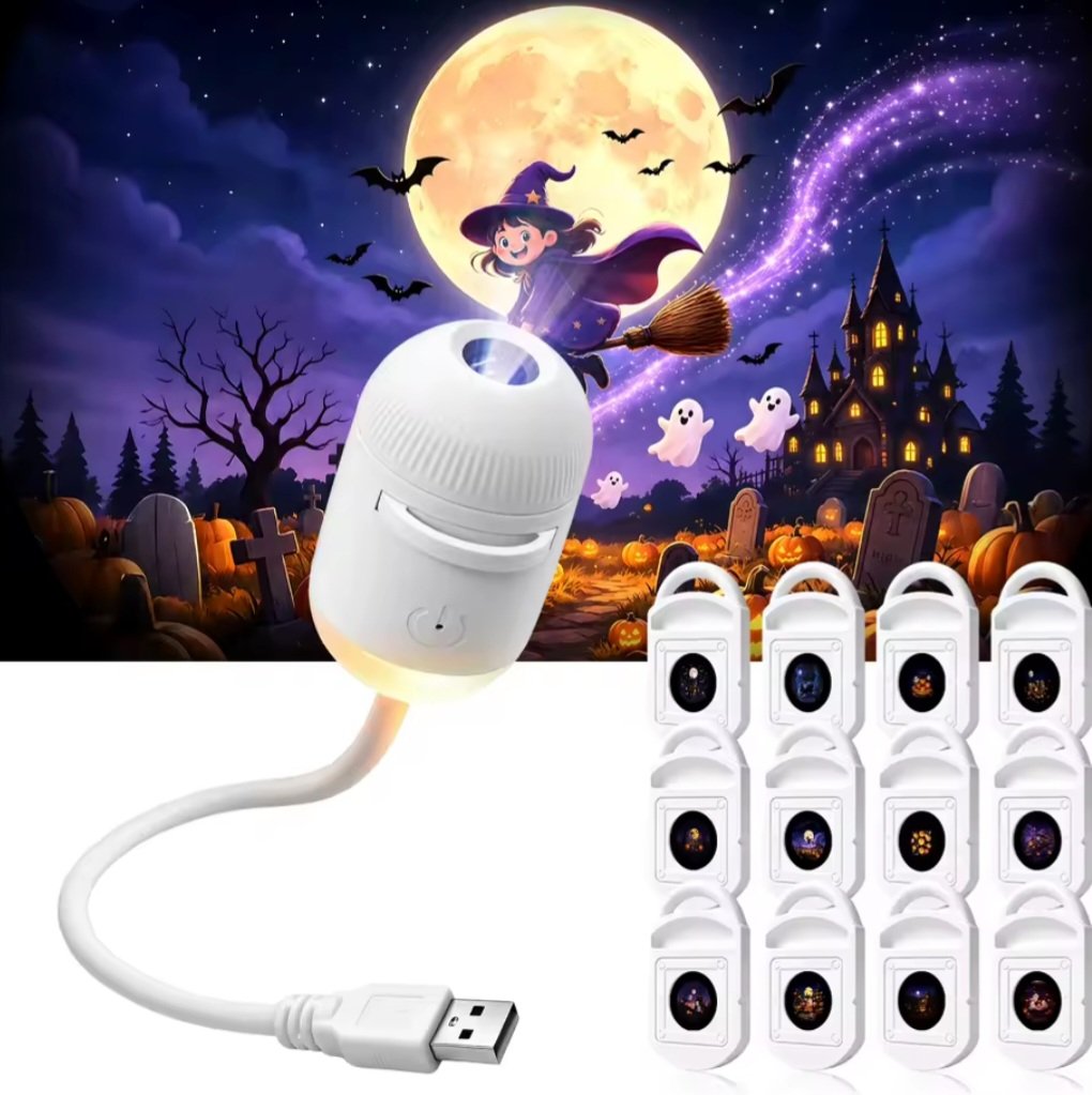 Projecteur Halloween – Lampe à 12 motifs interchangeables