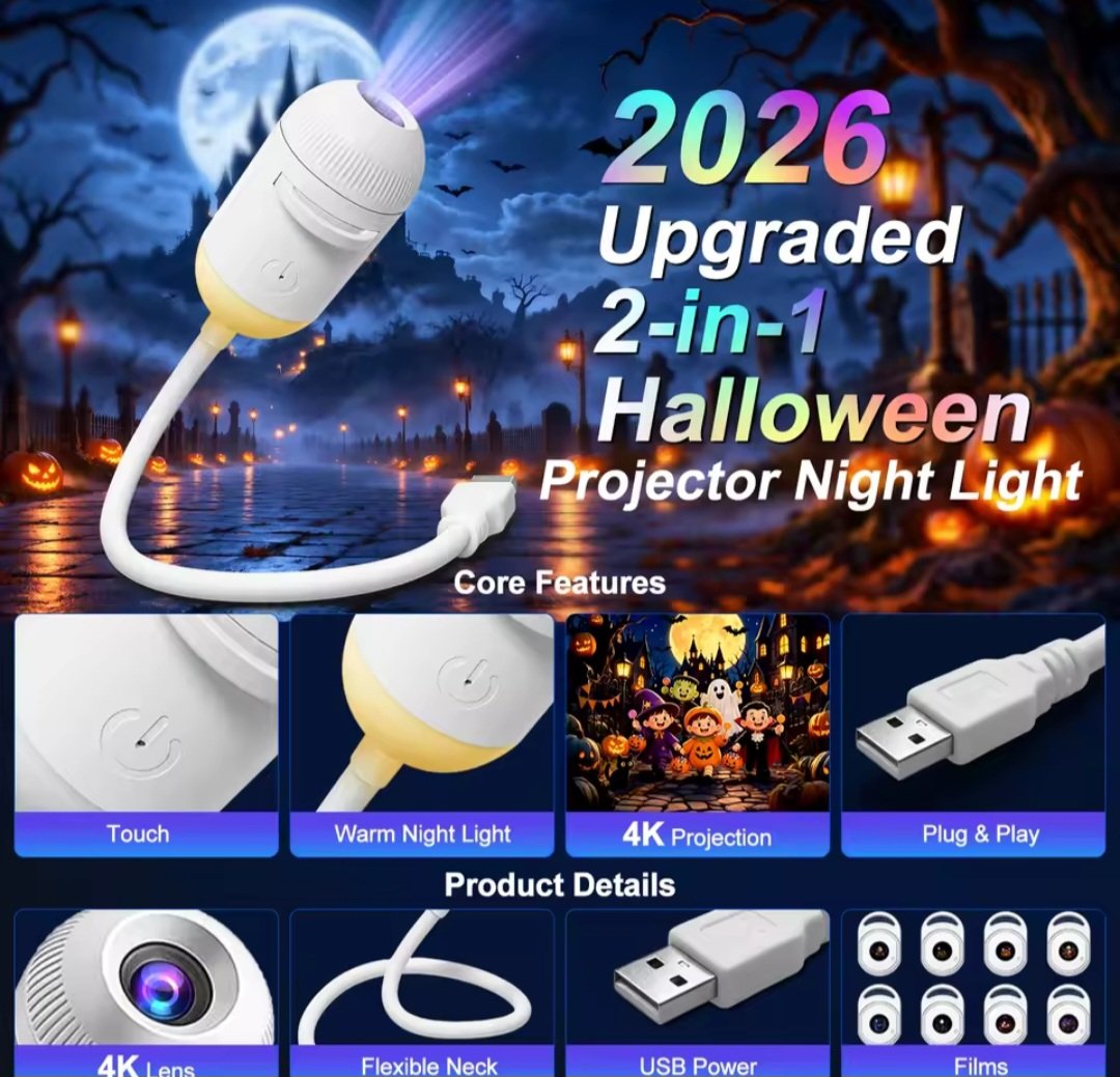 Projecteur Halloween – Lampe à 12 motifs interchangeables