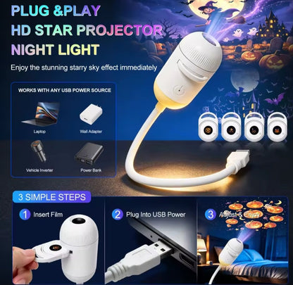 Projecteur Halloween – Lampe à 12 motifs interchangeables