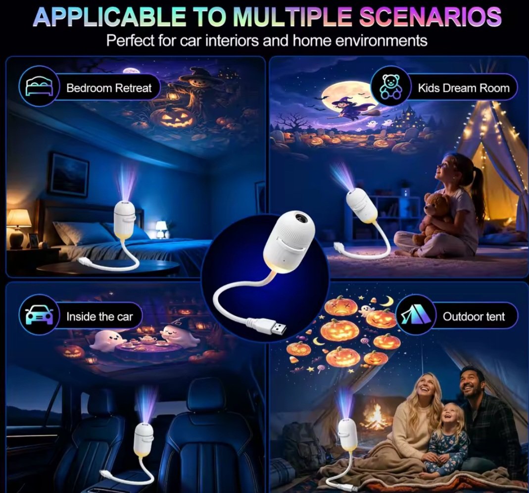 Projecteur Halloween – Lampe à 12 motifs interchangeables