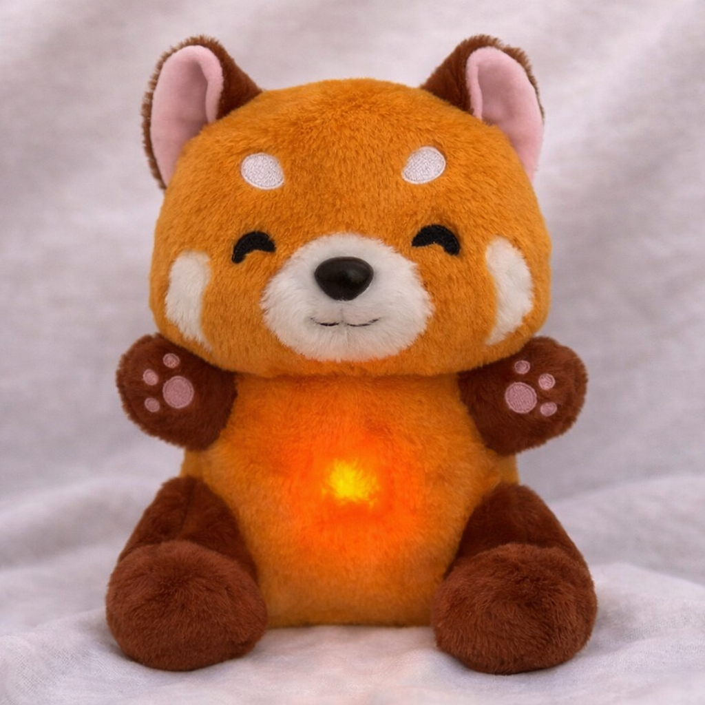 Peluche respirante lumineuse panda roux avec lumière chaude au ventre
