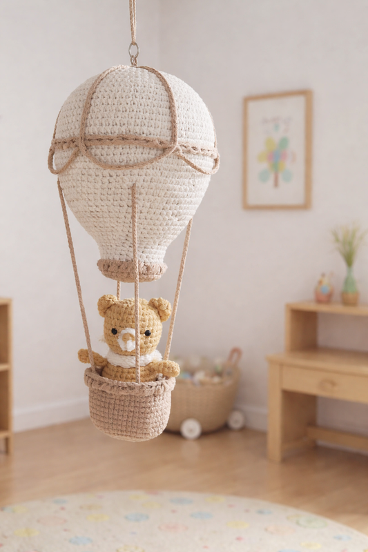 suspension murale montgolfière macramé chambre bébé