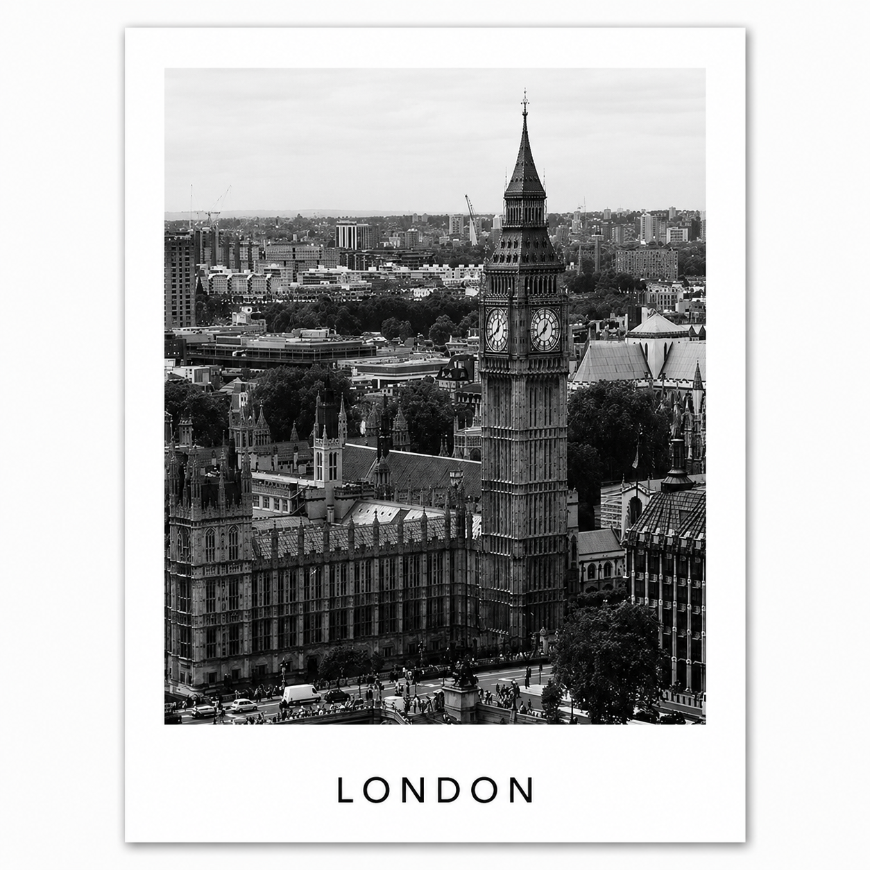 Lienzo Ciudad del Mundo Blanco y Negro