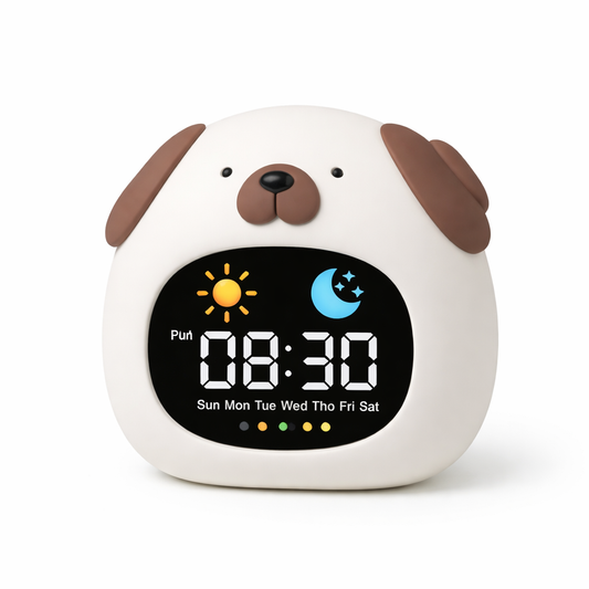 Children's Educational Alarm Clock with RGB Night Light and Soothing Sounds – Day/Night Sleep Clock for Toddlers