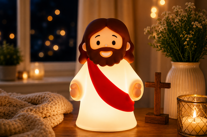 Veilleuse LED Jésus Rechargeable USB – 3 Niveaux de Luminosité