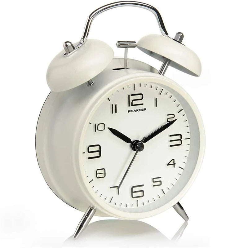 Réveil Vintage Double Cloche – Horloge Classique Silencieuse avec Rétroéclairage