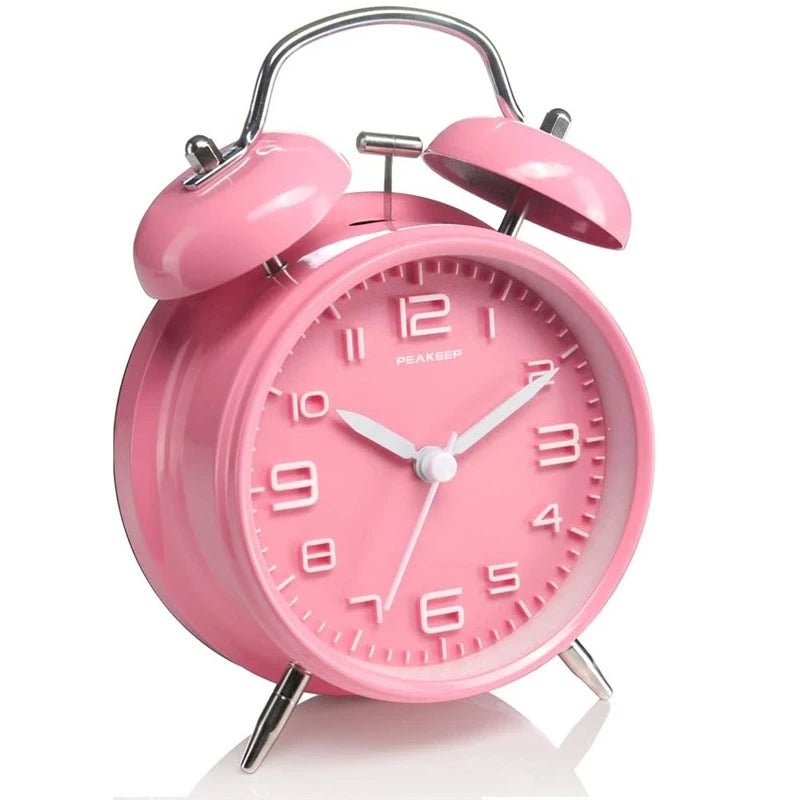 Réveil Vintage Double Cloche – Horloge Classique Silencieuse avec Rétroéclairage