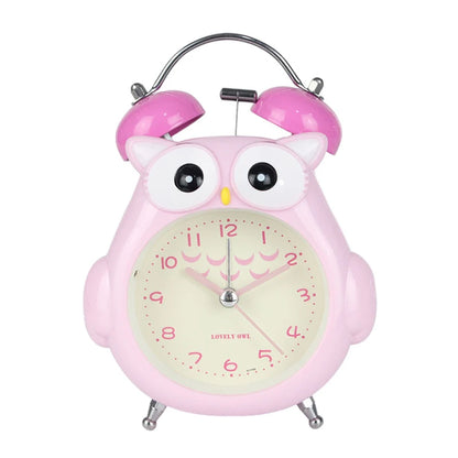 Réveil enfant hibou bleu analogique avec design mignon, horloge décorative pour chambre.