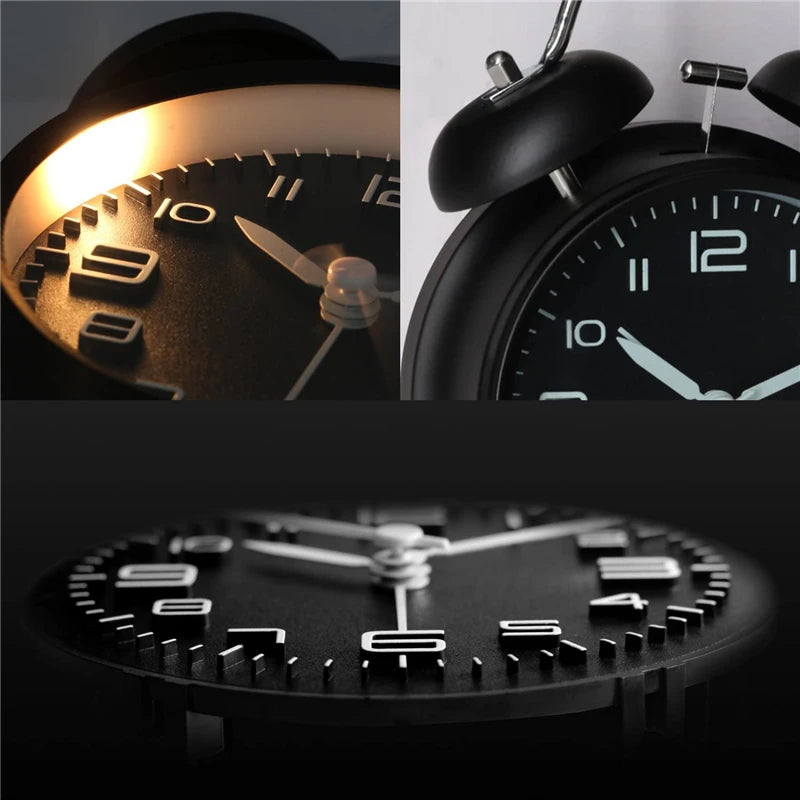 reveil vintage double cloche horloge classique retro eclairage silencieux