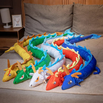 Peluche dragon géante XXL de 220 cm en tissu ultra doux, idéale comme coussin de corps, décoration de chambre ou cadeau pour les amateurs de dragons.