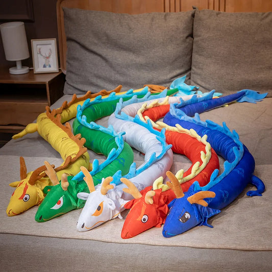 Peluche dragon géante XXL de 220 cm en tissu ultra doux, idéale comme coussin de corps, décoration de chambre ou cadeau pour les amateurs de dragons.
