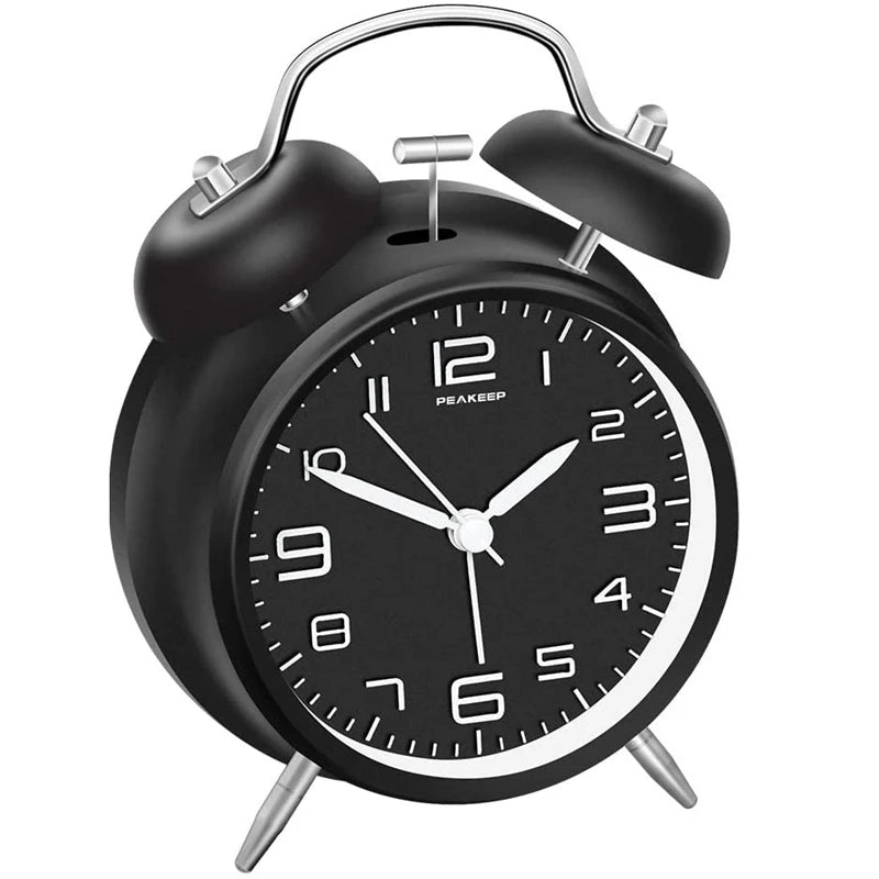 Réveil Vintage Double Cloche – Horloge Classique Silencieuse avec Rétroéclairage