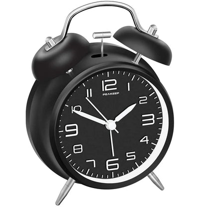 Réveil Vintage Double Cloche – Horloge Classique Silencieuse avec Rétroéclairage
