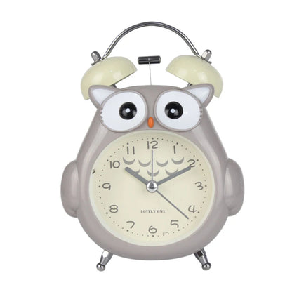 Réveil enfant hibou bleu analogique avec design mignon, horloge décorative pour chambre.