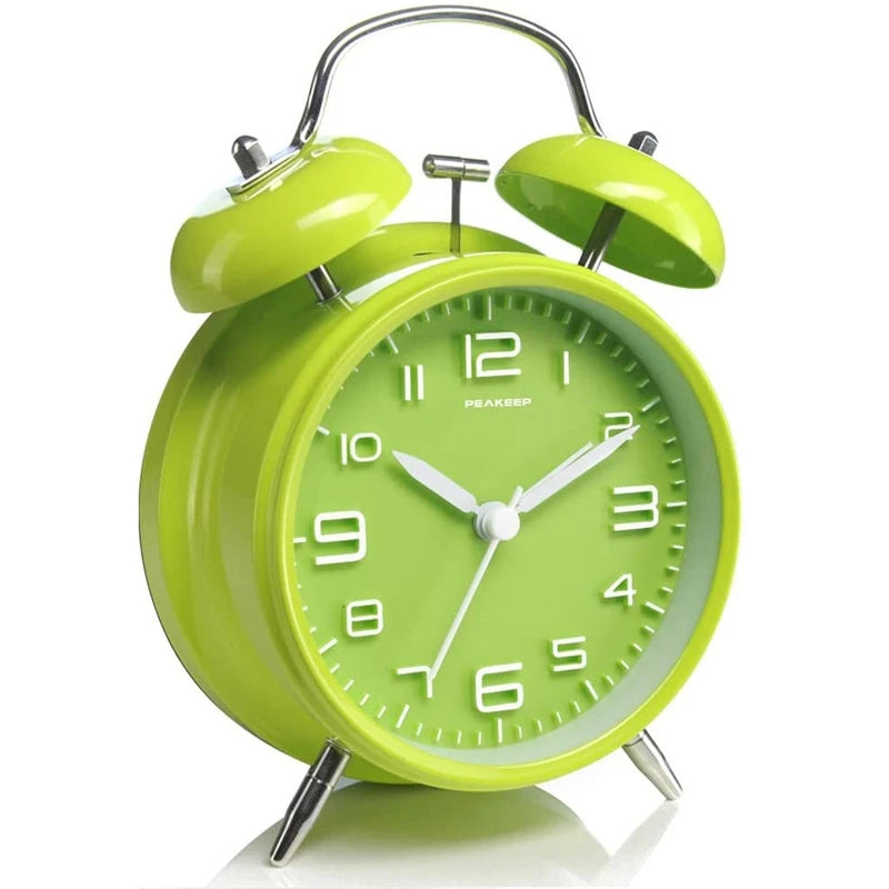 Réveil Vintage Double Cloche – Horloge Classique Silencieuse avec Rétroéclairage