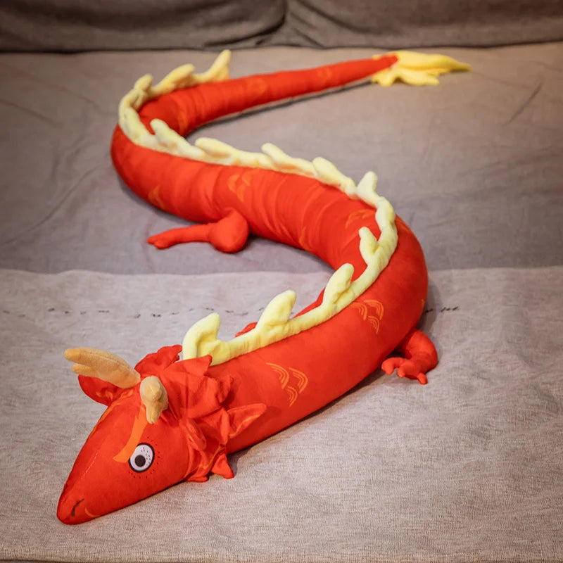 Peluche dragon géante XXL de 220 cm en tissu ultra doux, idéale comme coussin de corps, décoration de chambre ou cadeau pour les amateurs de dragons.
