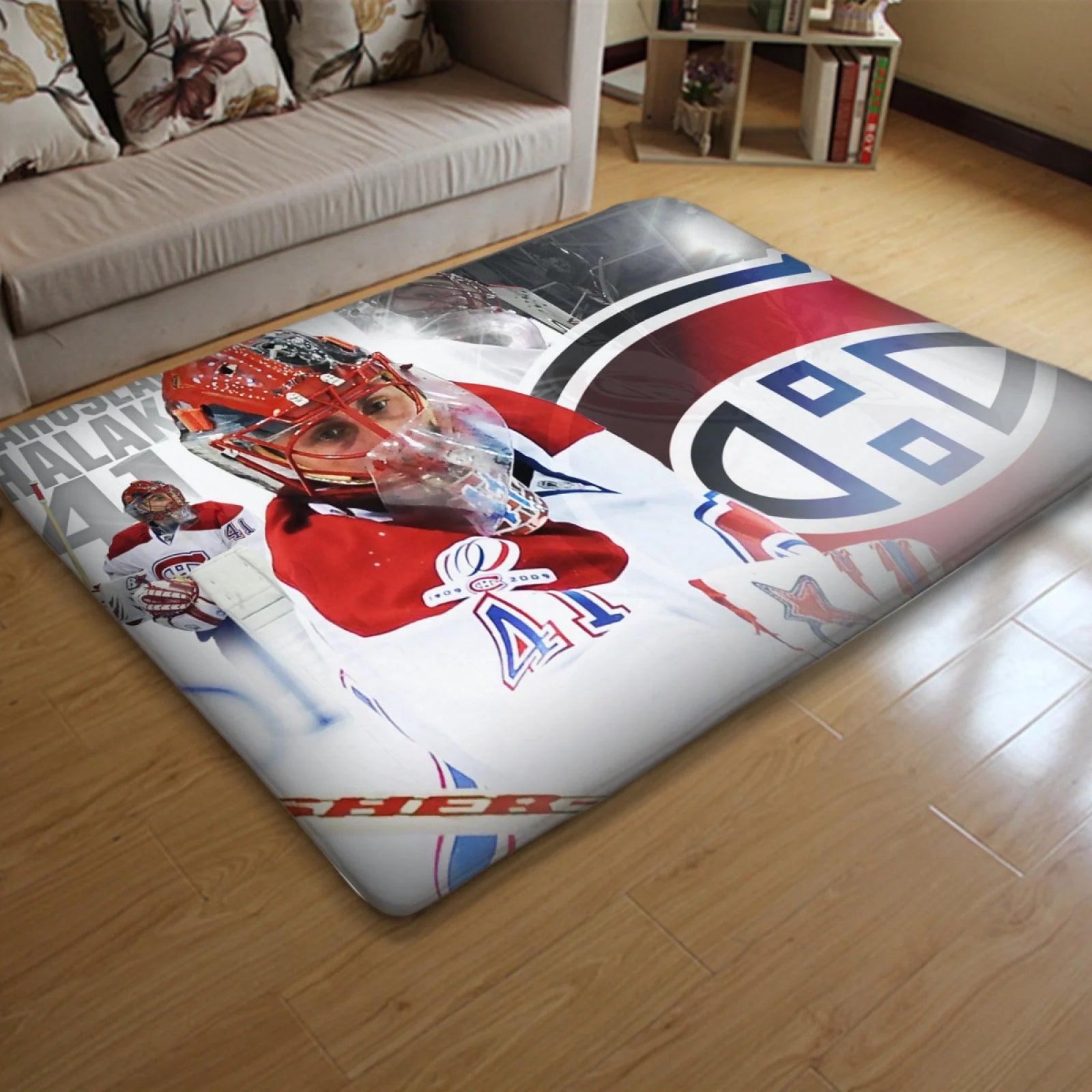 Tapis salon hockey Montreal ambiance sportive