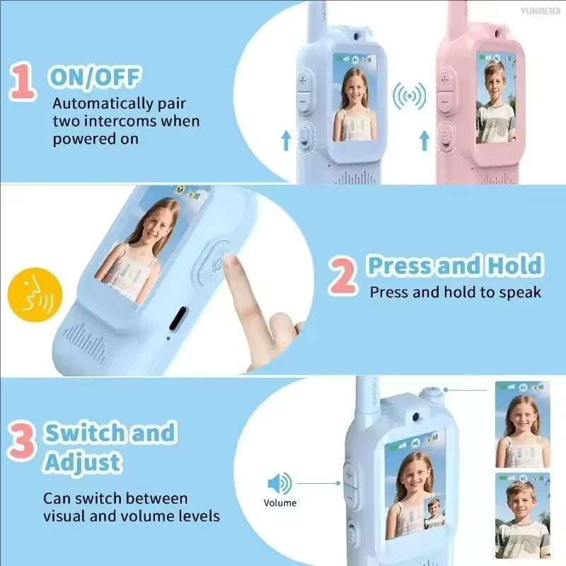 Talkies-walkies vidéo pour enfants – Lot de 2, écran 2 pouces, rechargeables - photo 4