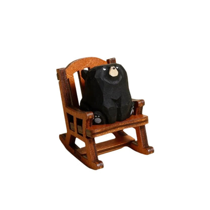 Figurine Ours en Bois Miniature – Décoration Table Originale et Cadeau Mignon