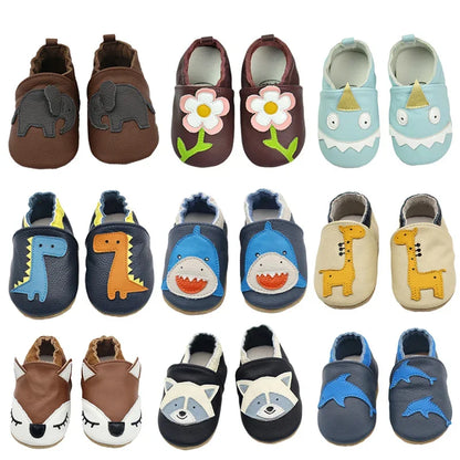 Mocassin anti-dérapant pour bébé cuir véritable