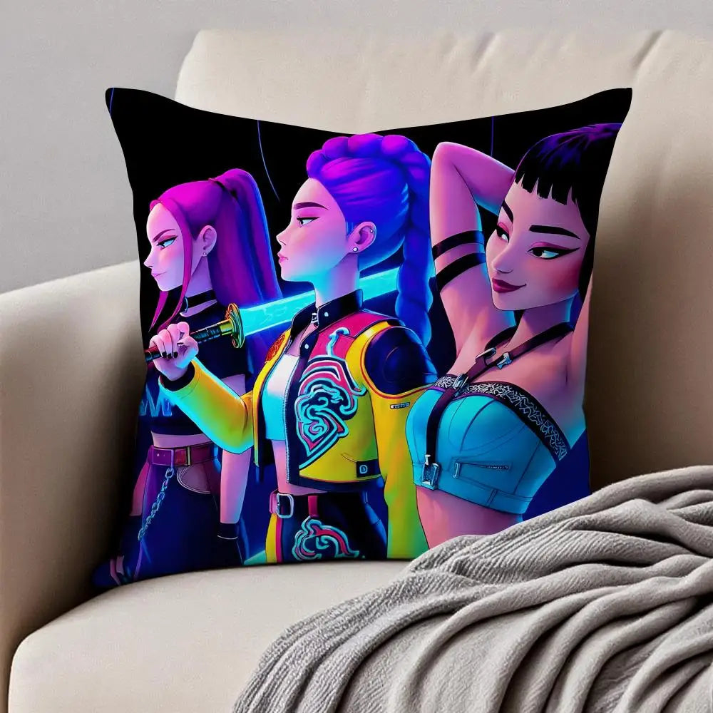 Housse de Coussin Style Anime Coloré Pop