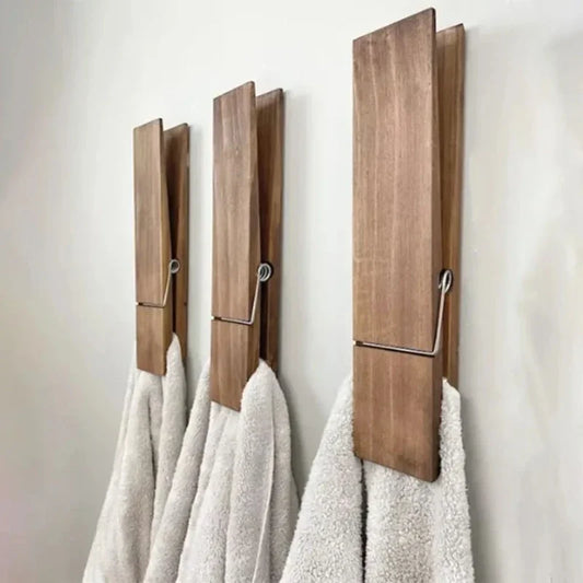 Épingle à linges en bois pour serviettes/Clothespin Bathroom Towel Holder