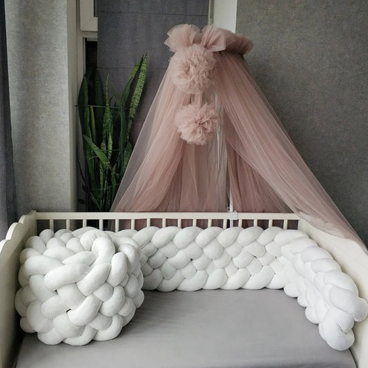 Contour de lit tressé à 6 nœuds en coton, accessoire textile décoratif