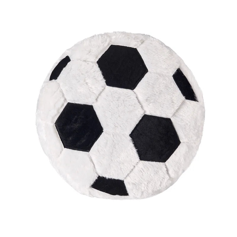 Coussin ballon de soccer en peluche noir et blanc, coussin décoratif doux pour chambre.