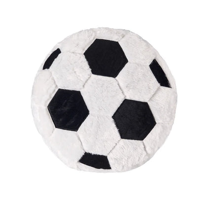 Coussin ballon de soccer en peluche noir et blanc, coussin décoratif doux pour chambre.