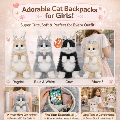 Sac à Dos Chat en Peluche – Sac Animal Doux et Original