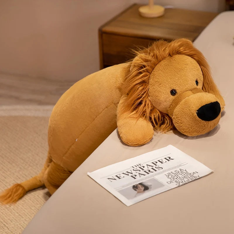 Peluche Lion Géant – Coussin Long Ultra Confort pour Dormir et Se Détendre