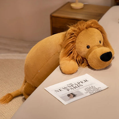 Peluche Lion Géant – Coussin Long Ultra Confort pour Dormir et Se Détendre