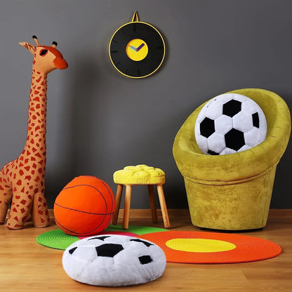 Coussin en Peluche Ballon de Soccer – Décor Sport Confortable