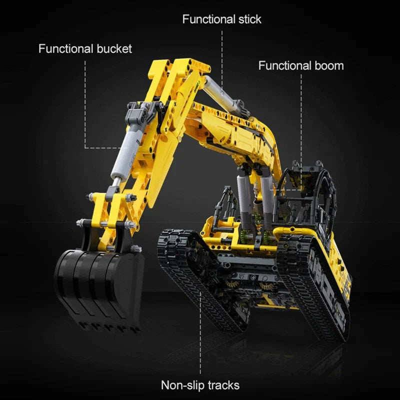 Pelle mécanique Grue Technique 1702Pcs Remote Control Engineering Building Blocks RC Excavator