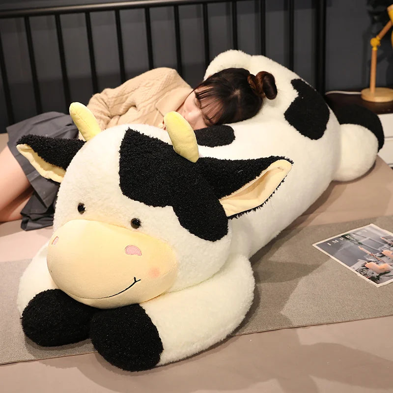 Peluche Vache Géante 90 cm – Coussin Doux et Moelleux pour Enfants