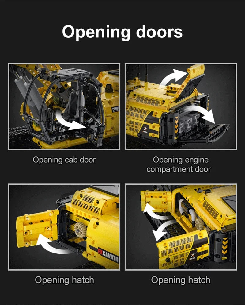 Pelle mécanique Grue Technique 1702Pcs Remote Control Engineering Building Blocks RC Excavator