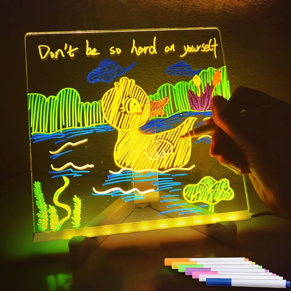 Tableau LED Effaçable pour Enfants – Planche à Dessin Lumineuse avec Stylos Colorés