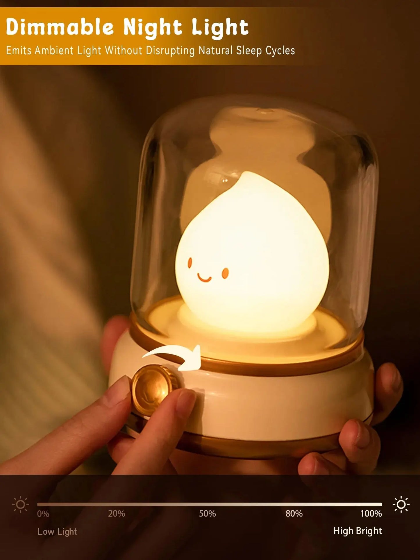 Veilleuse Bougie LED Sans Flamme – Lampe de Nuit Apaisante avec Bruit Blanc et Intensité Réglable