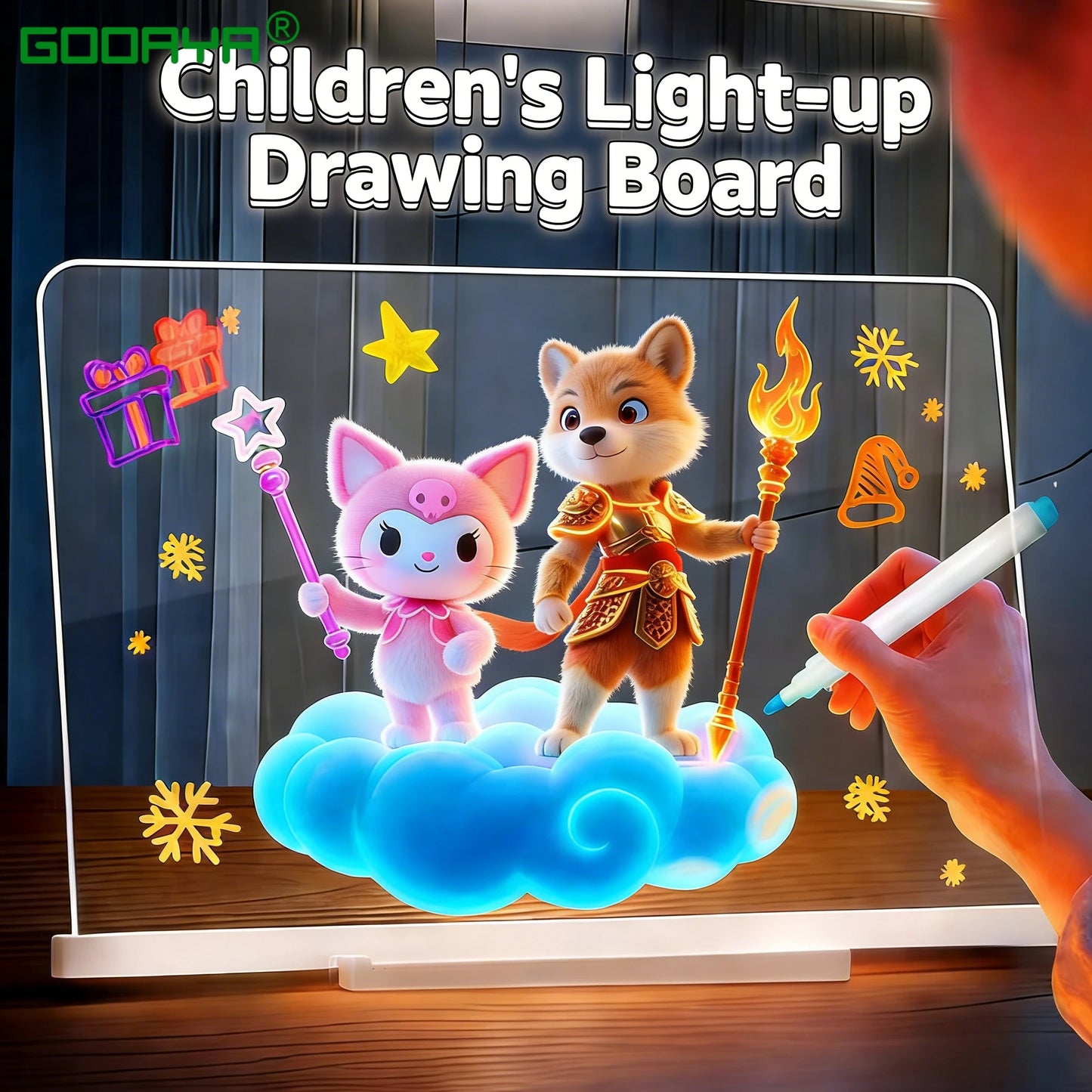 Tableau LED Effaçable pour Enfants – Planche à Dessin Lumineuse avec Stylos Colorés