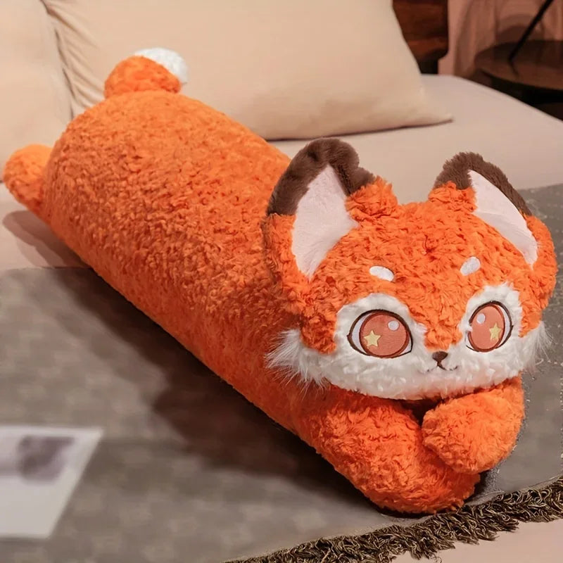 Oreiller peluche renard kawaii long 90 cm coussin doux décoratif pour chambre enfant