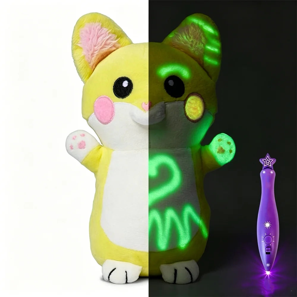 Peluche Lumineuse à Dessiner – Compagnon Doux avec Stylo UV Effaçable